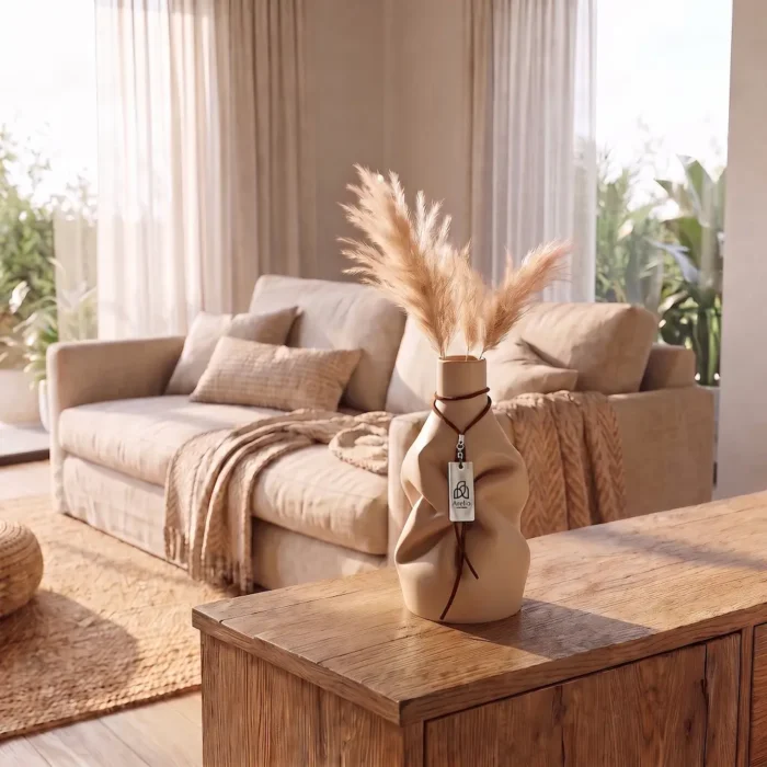 PLICA Soft, skulpturale Designvase mit weich fließenden Falten