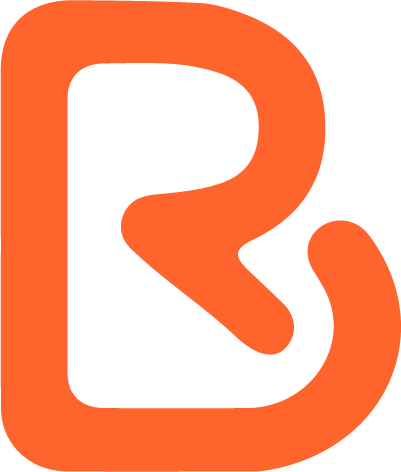 Bildmarke von Rouven Berz: orangefarbenes B allein