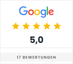Siegel: 5,0 von 5 Sternen aus 17 Google-Bewertungen