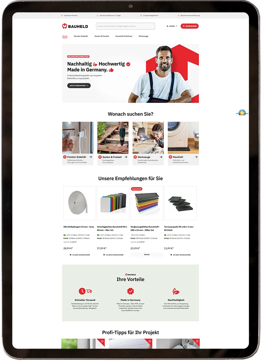 Onlineshop von Bauheld