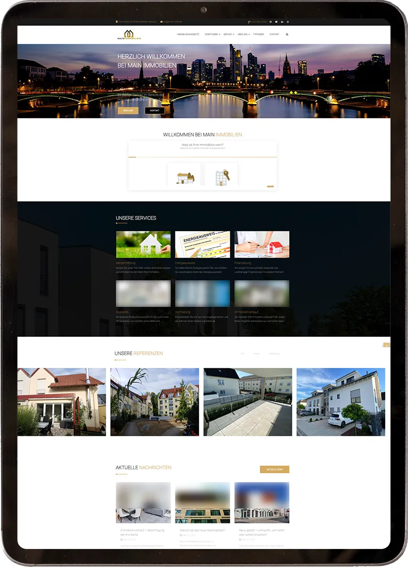 Website von Main Immobilien